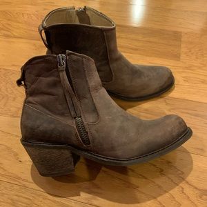 John Fluevog brown leather ankle boots